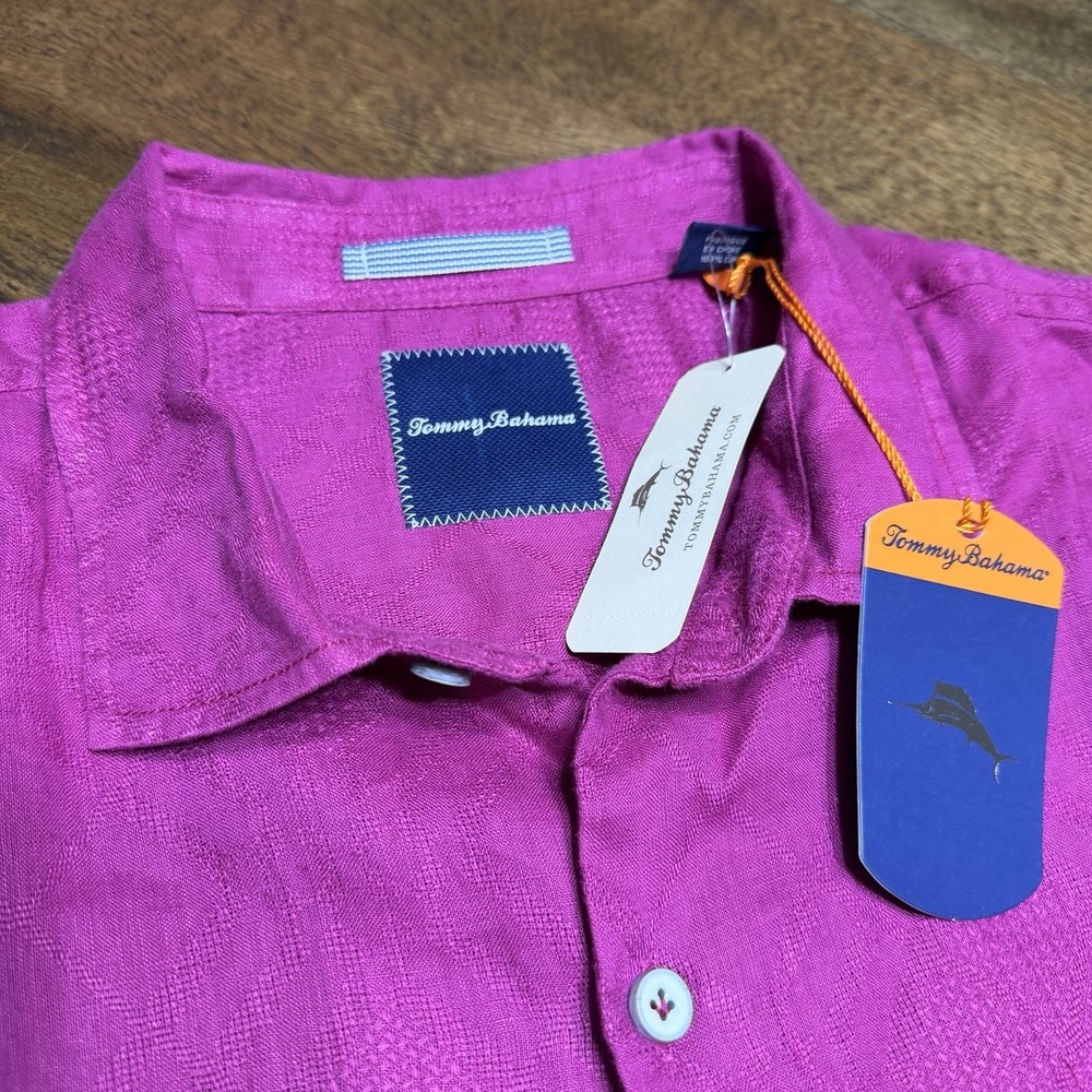 Tommy Bahama Anchors Aweigh Linen Button Down Shirt XL NEW Fuchsia Pink - Picture 6 of 11